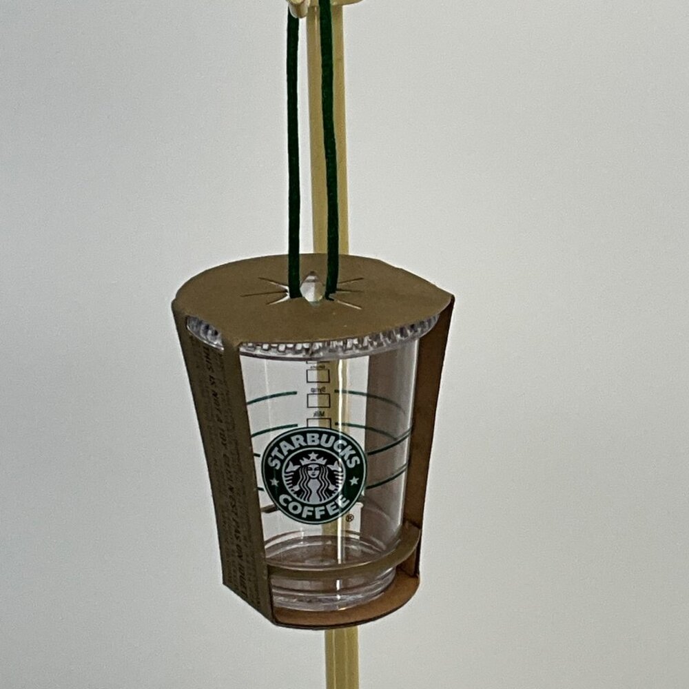 Starbucks 2009 Coffee Clear‎ Cold Cup Ornament Green Hanging String